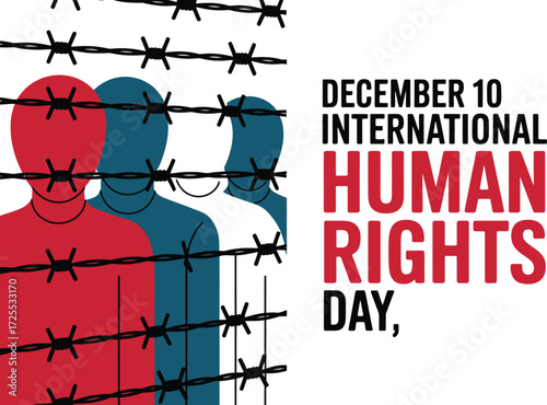 Human rights awareness illustration for December 10th, symbolizing freedom and solidarity.
