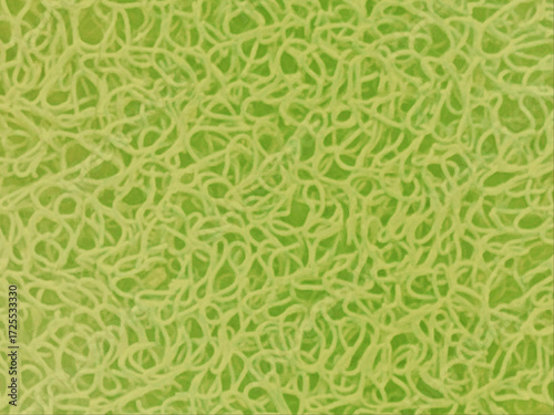 Bright lime-green background of tangled, interwoven nylon threads, creating a vibrant, abstract texture. Perfect for backgrounds and textile projects. Digitally generated image.