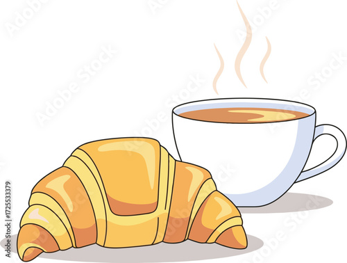 Morning Coffee And Croissant Vector