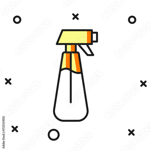 Filled outline Garden sprayer for water, fertilizer, chemicals icon isolated on white background. Flat filled outline style with shadow. Vector
