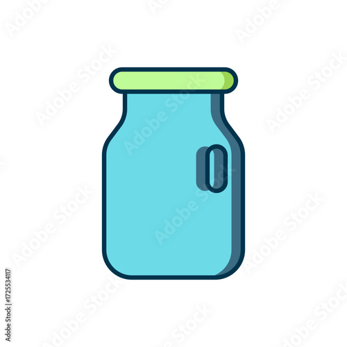 Filled outline Glass jar with screw-cap icon isolated on white background. Flat filled outline style with shadow. Vector