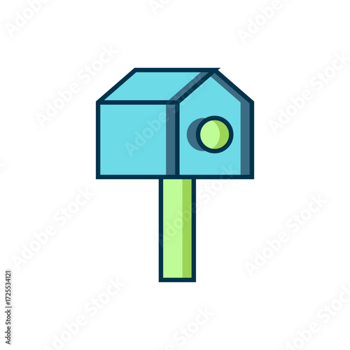Filled outline Bird house icon isolated on white background. Nesting box birdhouse, homemade building for birds. Flat filled outline style with shadow. Vector