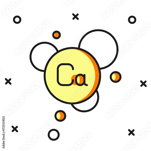 Filled outline Calcium chemical element icon isolated on isolated on white background. Flat filled outline style with shadow. Vector