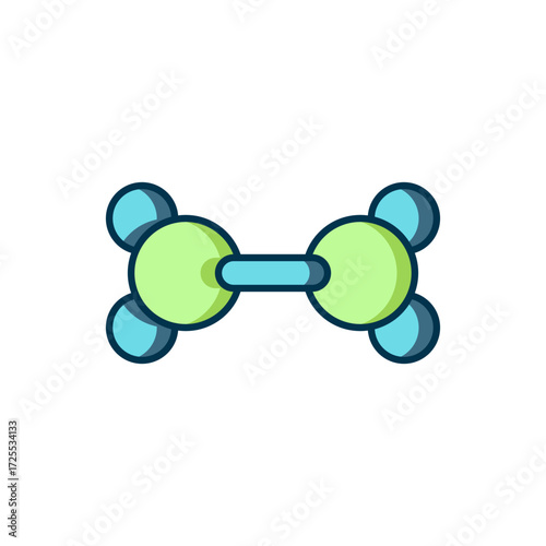 Filled outline Molecule icon isolated on white background. Structure of molecules in chemistry, science teachers innovative educational poster. Flat filled outline style with shadow. Vector