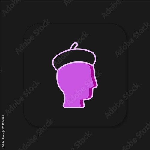 Filled outline French man icon isolated on black background. Flat filled outline style with shadow. Vector