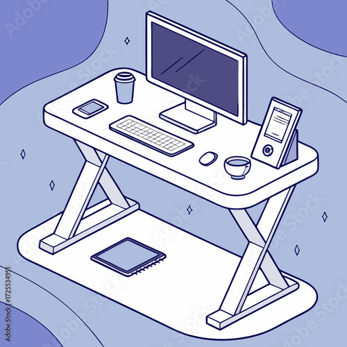 Vector of traditional caravan transformed into mobile office.
