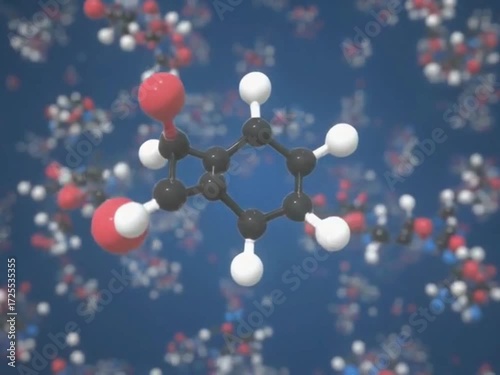 CH3COOH molecules spreading through water, with visible polarity effects