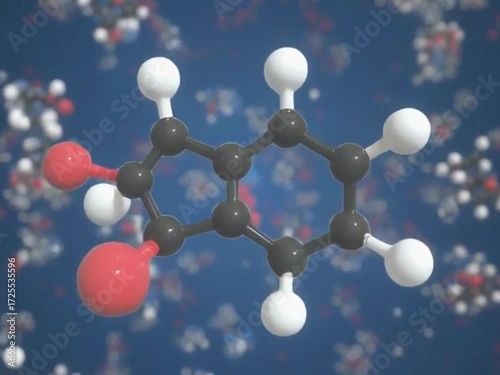 H2O2 molecules decomposing into water and oxygen, with animated bubbles
