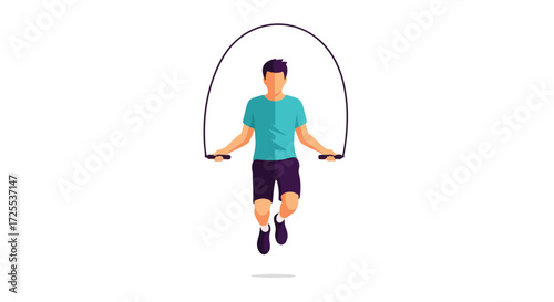 Active individual engaged in jumping rope exercise for health and fitness regimen activity focused on cardio workout for improved wellness and stamina
