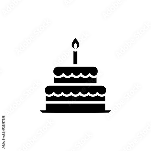 Birthday cake with a candle representing celebration, party, joy, and special occasions.
