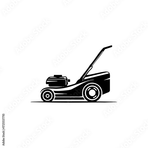 A modern lawn mower illustration symbolizing gardening, landscaping, and lawn care services.