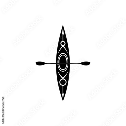 A sleek kayak with paddle viewed from above, representing outdoor adventure, water sports, and exploration.