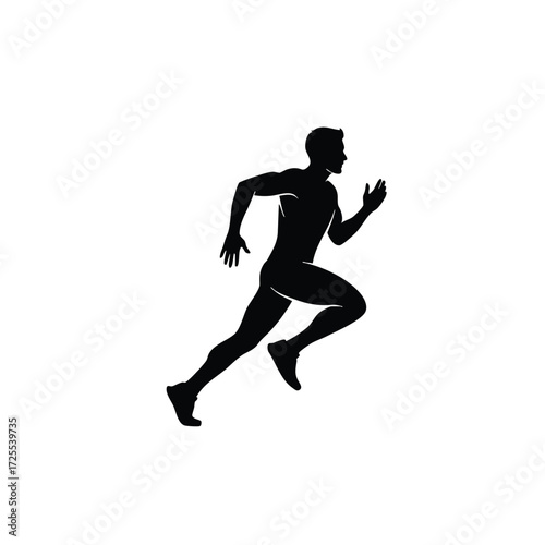 Dynamic silhouette of a male runner in motion, showcasing athleticism and determination during a sprint.