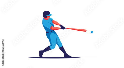 Dynamic baseball swing illustration showcasing power and athleticism in a clean, modern vector graphic style that conveys action and excitement
