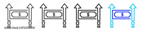 Hyperinflation Shock Icon Set Collection in Creative Outline Style for Business Featuring Multiple Thickness Variations for Inflation Finance Economy Money Supply and Currency Weakness