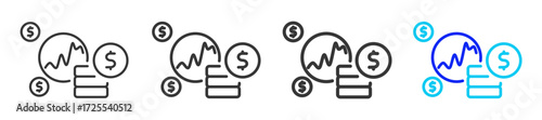 Economic Bubble Icon Set Collection in Creative Outline Style for Business Featuring Multiple Thickness Variations for Inflation Finance Economy Money Supply and Currency Weakness