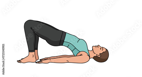 Illustration showcasing the bridge pose for enhanced spinal mobility and core engagement, offering a versatile exercise for strength and flexibility