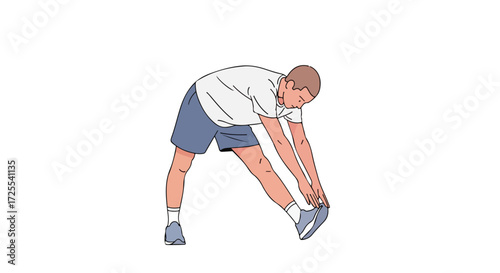 Man performing hamstring stretch to enhance flexibility and prevent injuries engaging in athletic fitness routine focused on wellbeing and muscle care