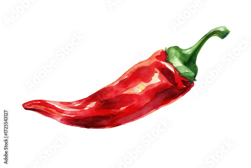 Red Hot Chili Pepper Hand Drawn Watercolor Isolated Food Illustration