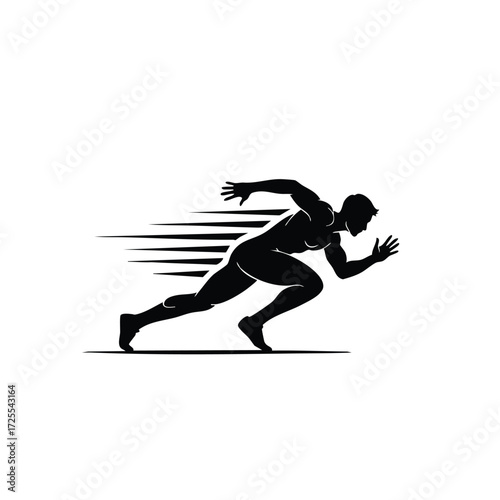 Dynamic silhouette of a sprinter in motion, capturing the essence of speed and athleticism in a minimalist style.