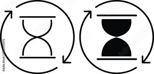 Hourglass Icon – Time Management, Deadlines, and Productivity Symbol and vector silhouette..eps