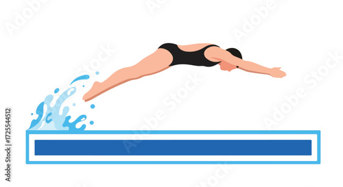 Elegant depiction of a swimmer gracefully diving into a pristine, blue swimming pool, showcasing the beauty of athleticism and aquatic pursuits