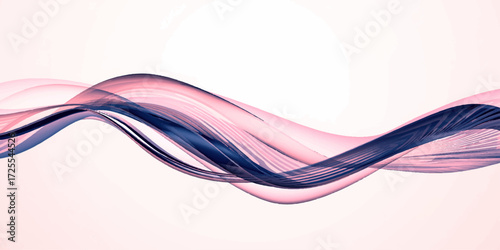 A delicate digital artwork of flowing, smoke-like waves in shades of pink and deep violet, blending gracefully on a pale background, creating a dreamy sense of motion and fluid elegance.