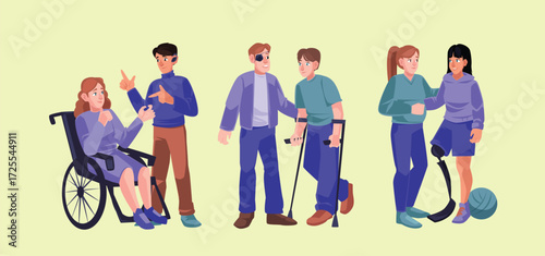 People with diverse physical disabilities Vector