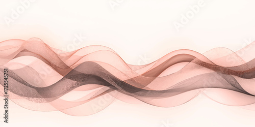 A delicate digital artwork of flowing, smoke-like waves in shades of pink and deep violet, blending gracefully on a pale background, creating a dreamy sense of motion and fluid elegance.