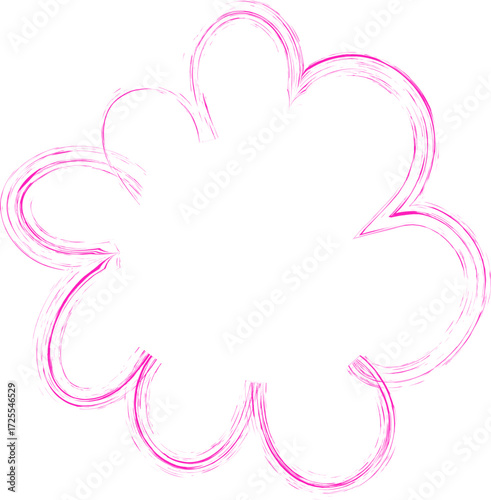 Scribbled, organic and textured petal line