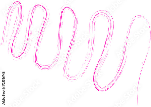 Doodled, curved, textured and organic brush line, with a relaxed and handmade look, forming waves