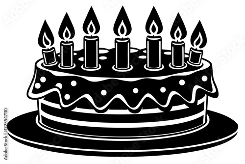 Vector art of birthday cake with candles for celebration design