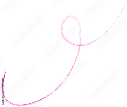 Squiggled, organic, textured line, with a relaxed and handmade look, forming curved loop