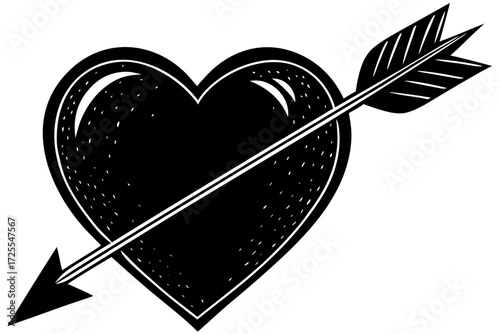 Vector art of heart pierced by arrow, symbol of love