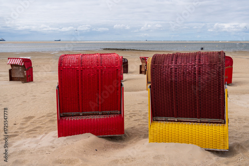 Wallpaper Mural Colorful beach chairs at the beach, Borkum, Germany Torontodigital.ca