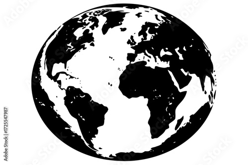 Vector art of black and white vector illustration of the world