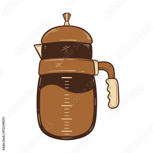 Hand Drawn of  Coffee Pot with Coffee