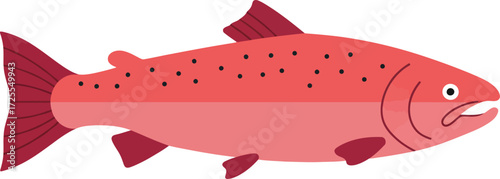Vibrant red salmon swimming majesticly depicting strength and natural beauty of aquatic life isolated on transparent background