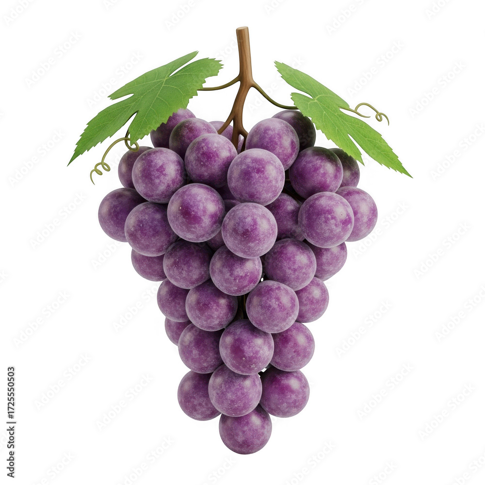 Fototapeta premium Fresh purple grapes isolated on transparent background