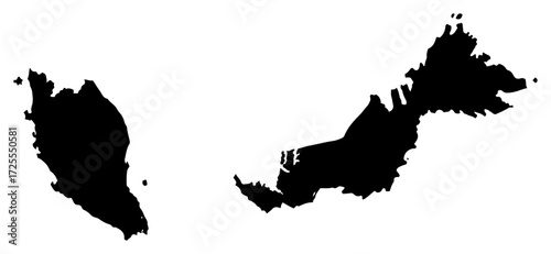 Malaysia map outline silhouette vector country shape laser cutting engraving