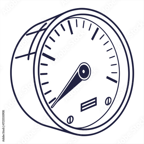 Minimal flat circular gauge icon with indicator and scale