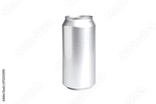 Silver Aluminum Can with Blank Surface Isolated on White Background