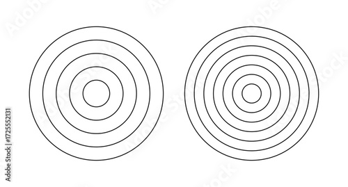 Polar grids concentric circles. Circle diagrams divided on 4 and 6 segments. Blank polar graph paper.Wheel of life or habits tracker. 