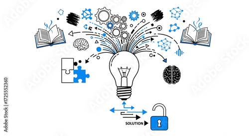 Illustration of innovative thinking and problem-solving leading to creative idea generation