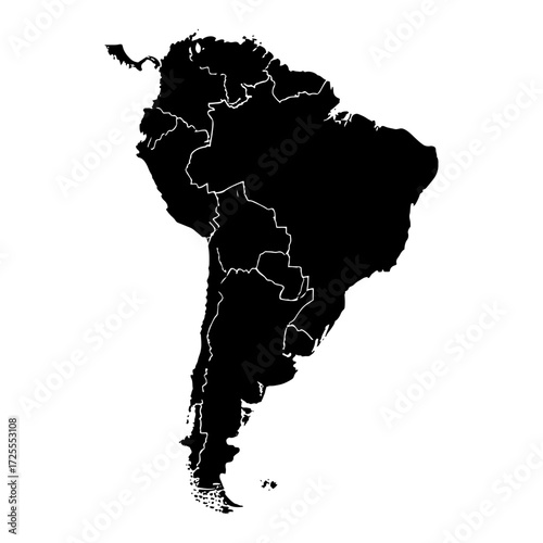 South America map outline silhouette vector continent shape laser cutting engraving