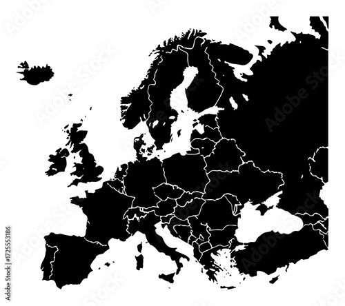 Europe map outline silhouette vector continent shape laser cutting engraving