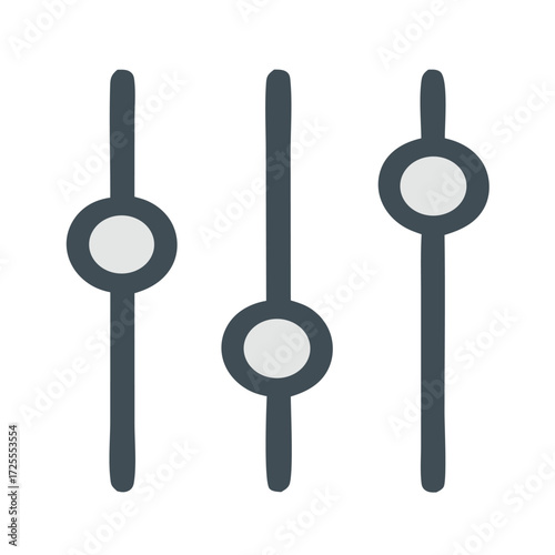 Vector outline icon of sliders, symbolizing settings, controls, filter, equalizer, adjustment, customization, sound, and interface design for apps, websites, and UI/UX projects