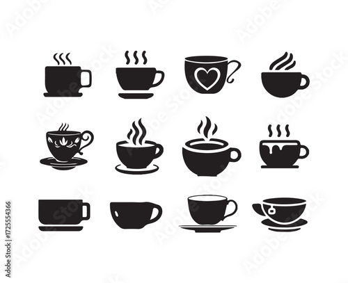 Cup icon set, Coffee cup icon, Mocha symbol, tea cup illustration sign collection, Vector illustration EPS 10.
