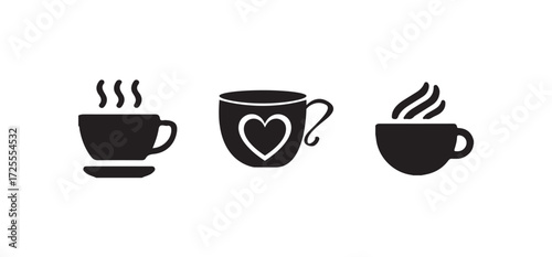 Classic Hot steaming coffee icon, Simple and minimalistic design for coffee,  Vector illustration EPS 10.