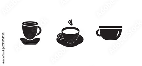 Cup of coffe icons, Coffe or tea cups vector icon collection,  Vector illustration EPS 10.